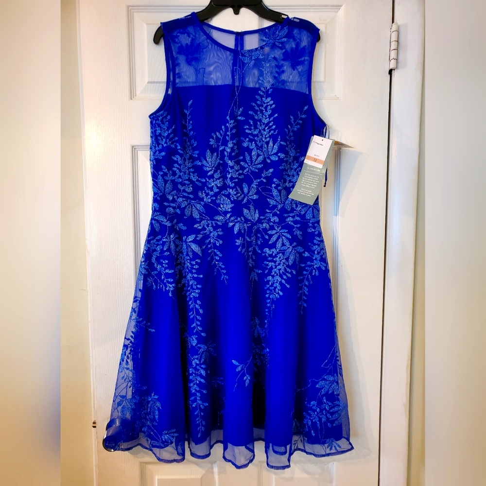 NWT J. Taylor Blue lace Sleeveless dress